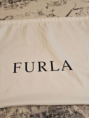 Furla White Satin Dust Bag with Black Logo